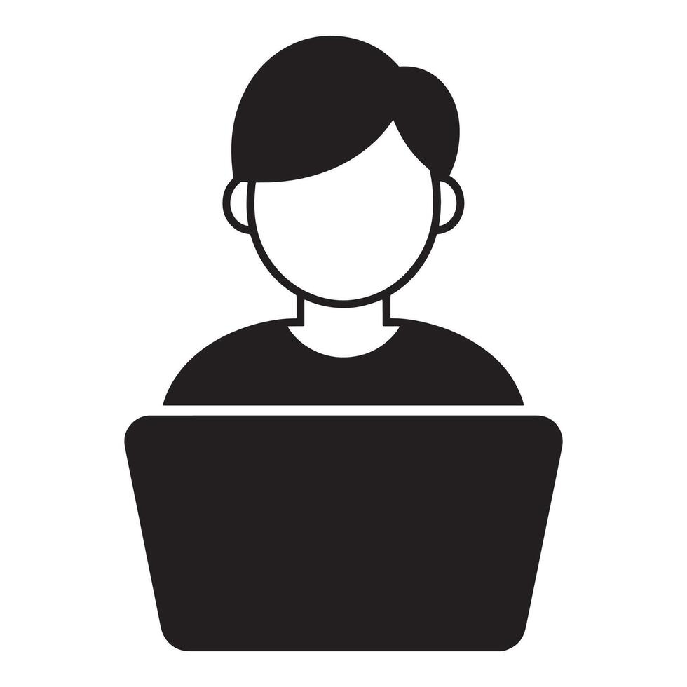 Person Using Laptop Icon for Online Work, Remote Communication, and Digital Productivity Editable Illustration isolated on a white background vector