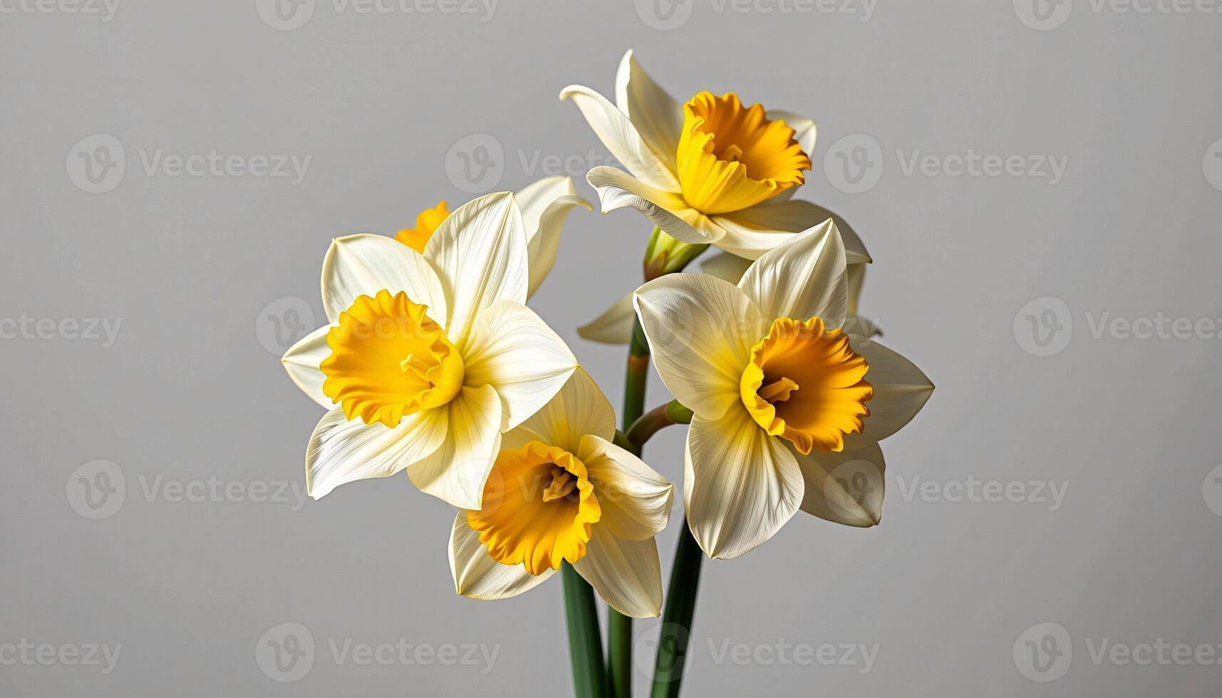 Elegant cluster of daffodil in a minimalist style, with buttercream and ivory tones, smooth curves photo