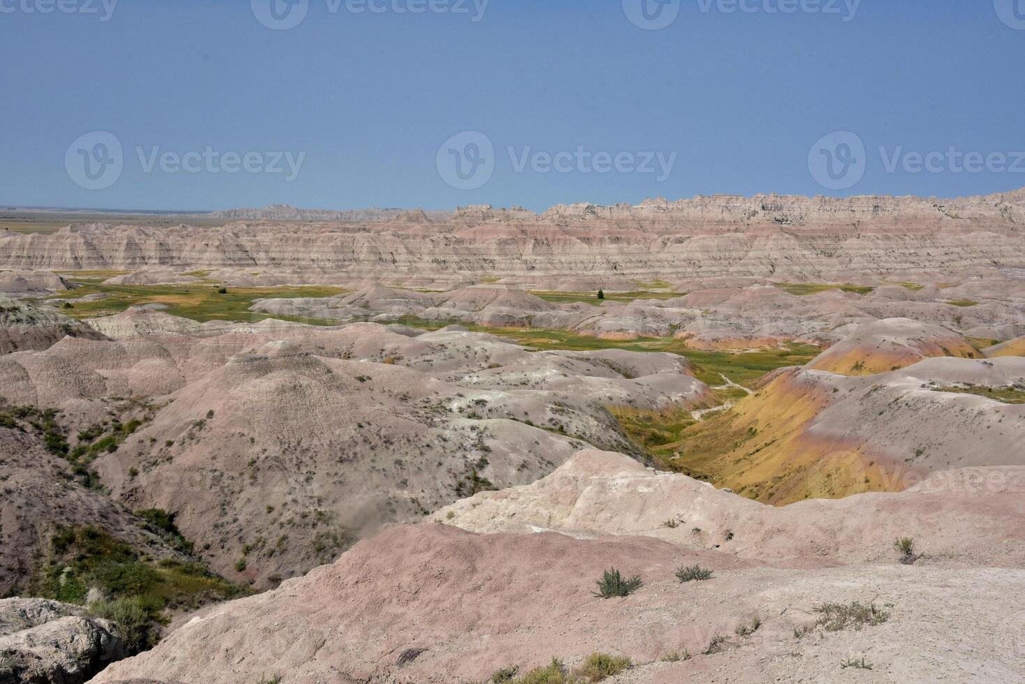 Petrified Rock in the Badlands with Striations of Color photo