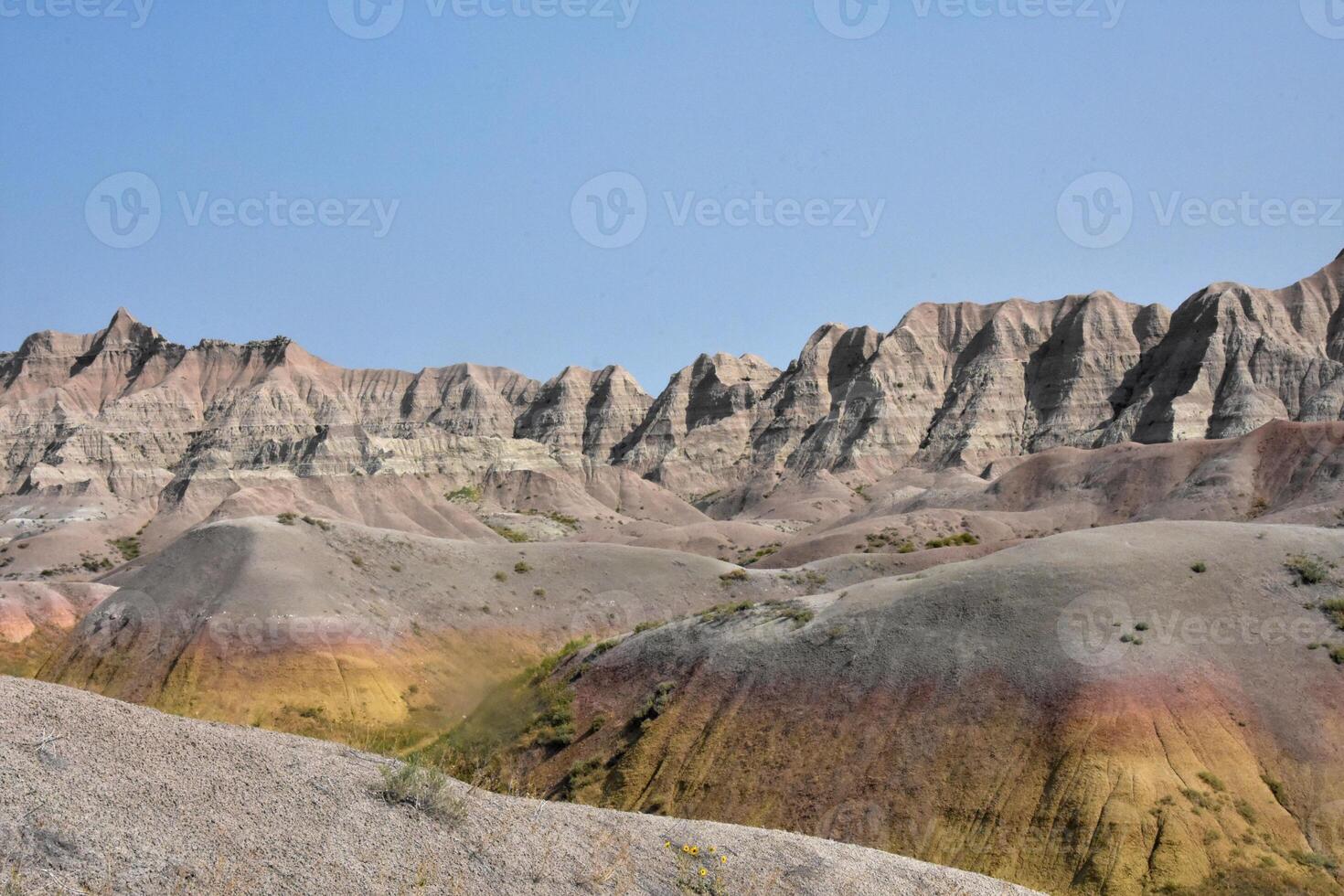 Yellow Mounds in the Badlands in South Dakota photo