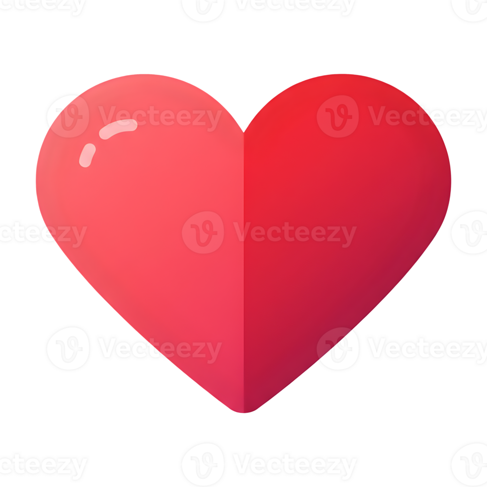 A vibrant two-toned heart symbol of love. png