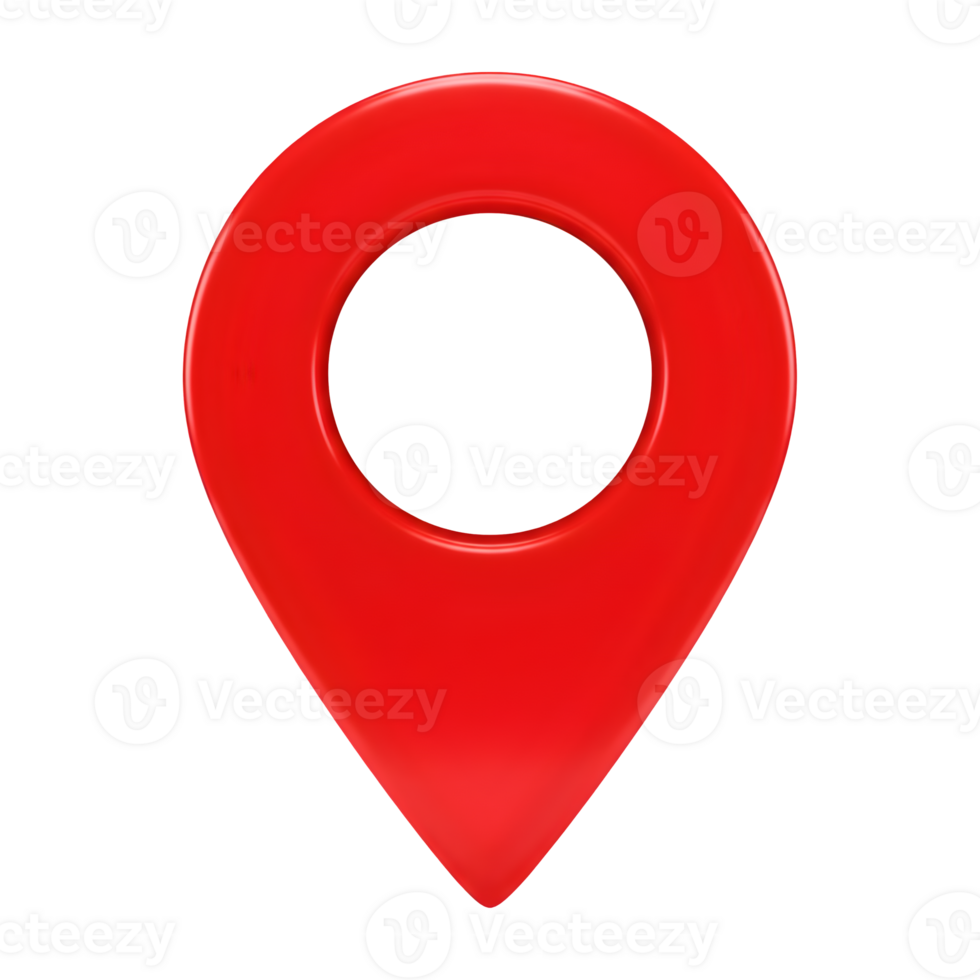 Vibrant Red Three-Dimensional Location Marker Icon png