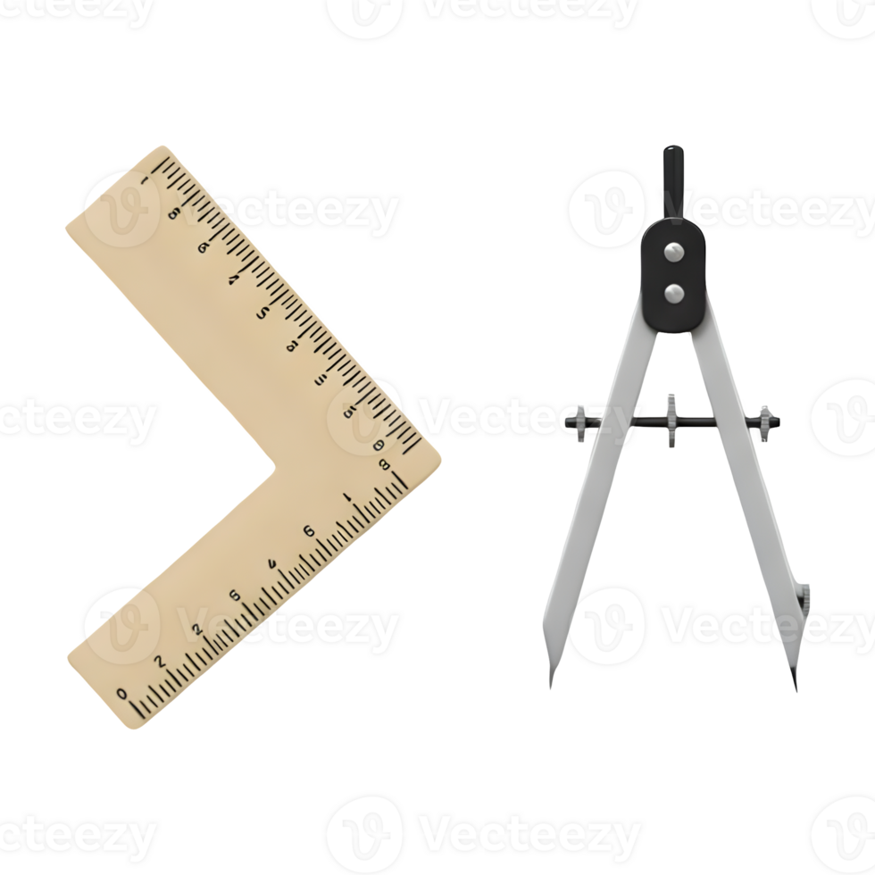 Precise Measurement Tools Triangle Ruler and Compass Set. png