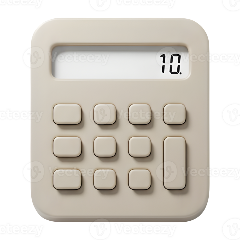 A Beige Desk Calculator Showing Ten Point Zero png