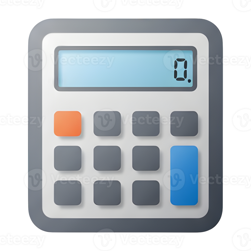 Digital Calculator Displaying Zero Ready for Calculations png