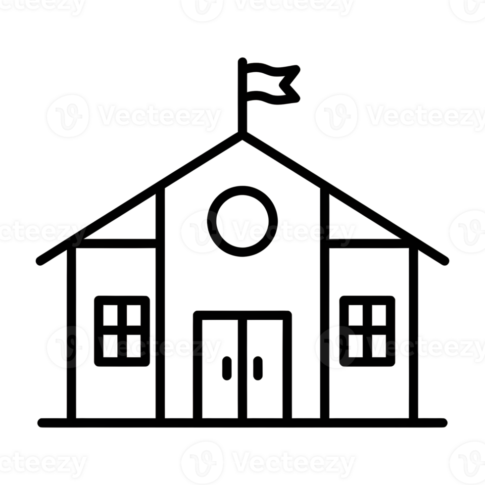 Simple Outline Drawing of a School Building png