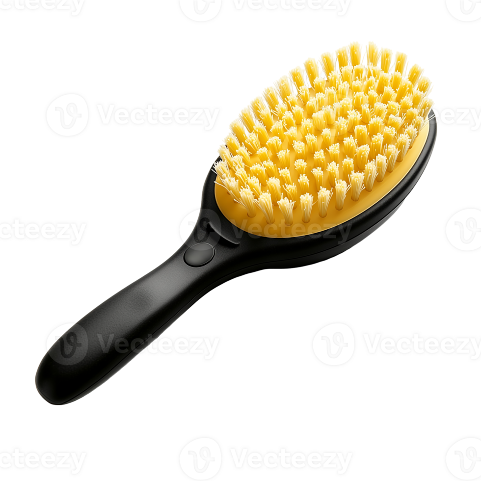 Brushing grooming tool with yellow bristles for pet care isolated on transparent background png