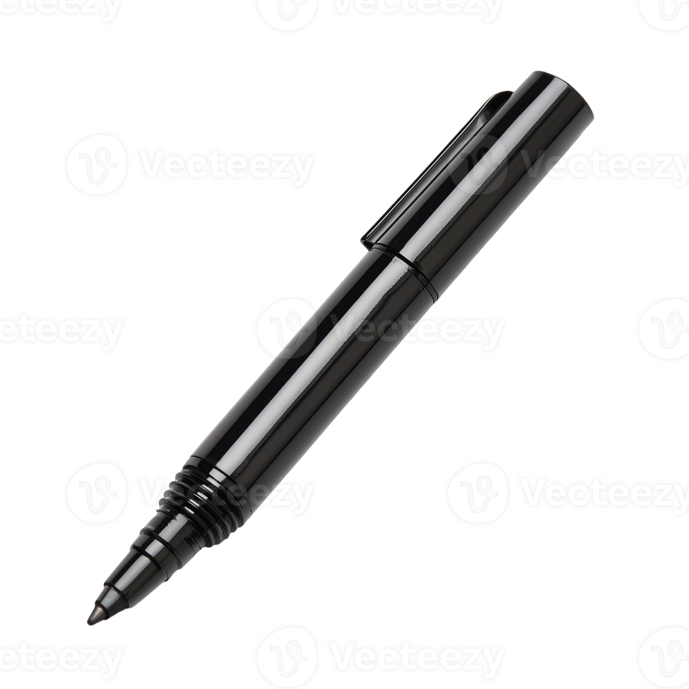 Isolated product view of a sleek metal writing instrument isolated on transparent background png