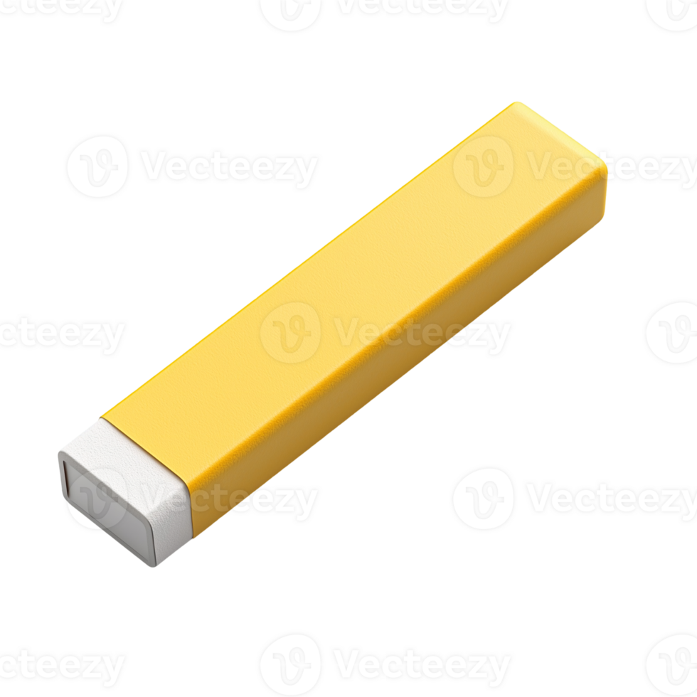 Eraser stationery school office supply yellow white object isolated on transparent background png