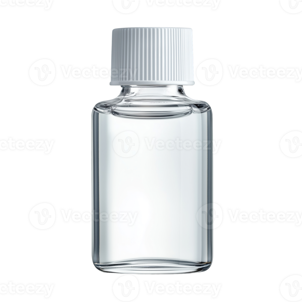 Clear bottle liquid container mockup product presentation isolated on transparent background png
