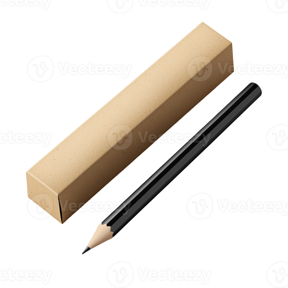 Pencil with box on a , stationery, art supply still life isolated on transparent background png