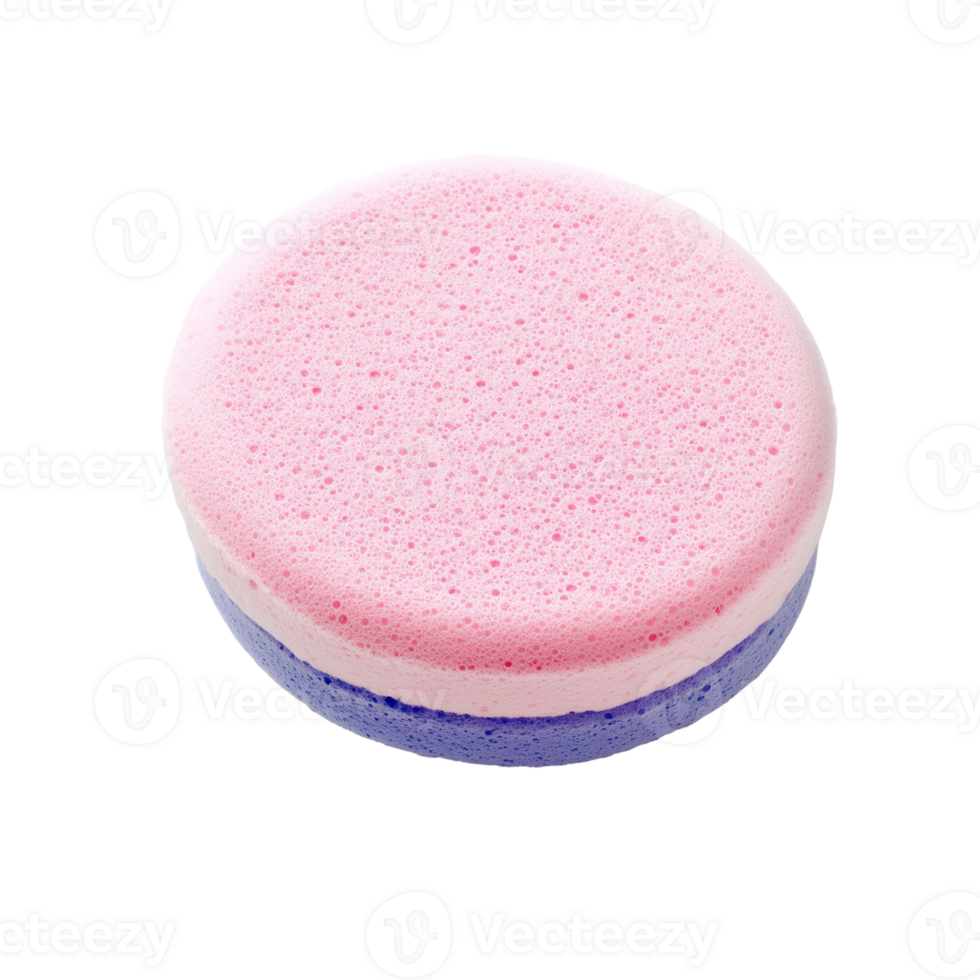 Round cleansing sponge for face care and makeup removal isolated on transparent background png
