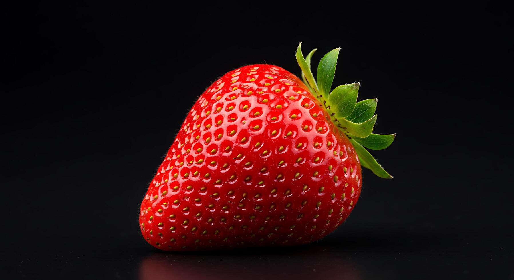 Ripe Strawberry Close-up on Black Background Perfect for Food Concepts photo