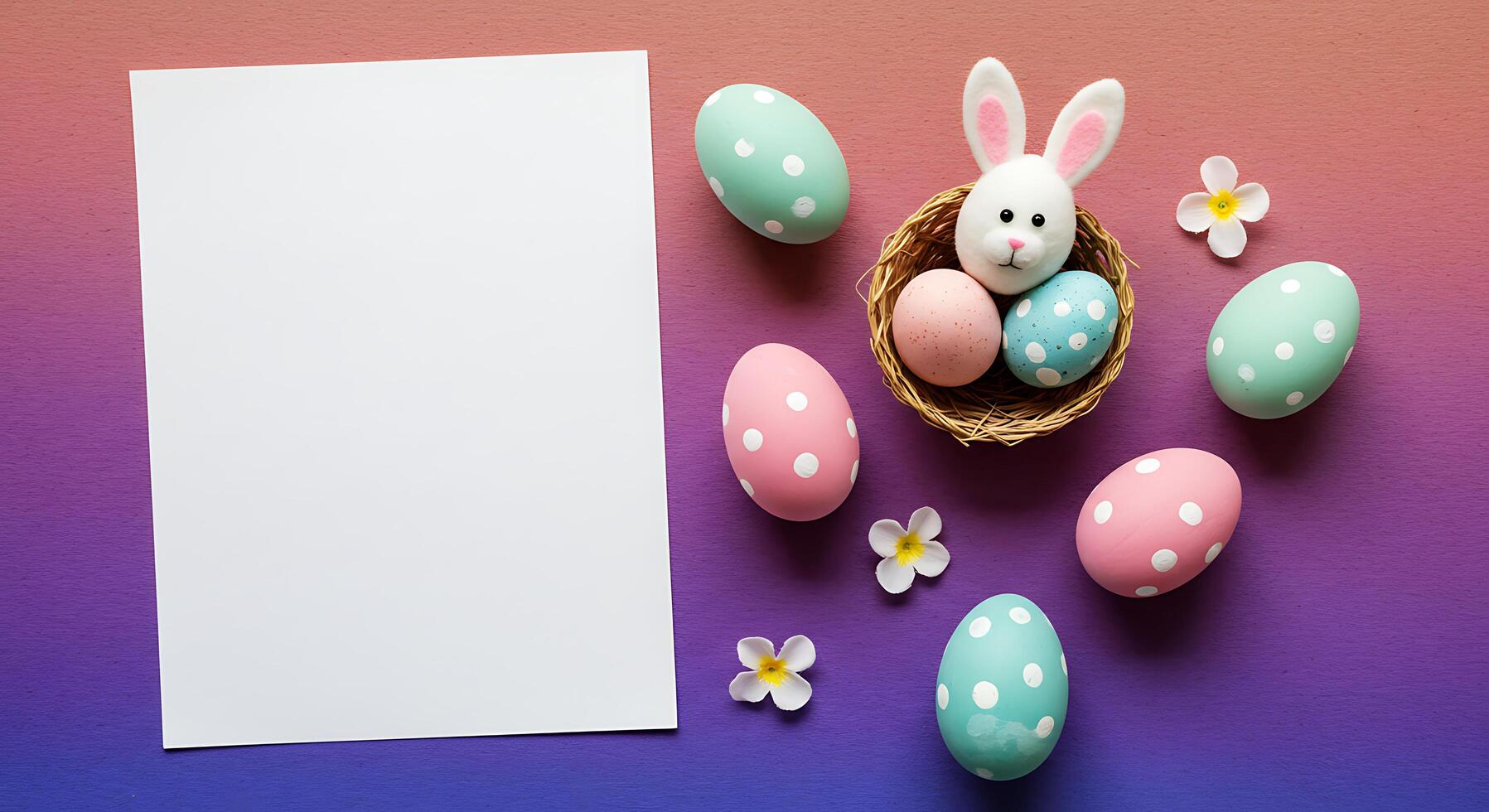 Easter Egg Arrangement with Bunny and Blank Card for Custom Message photo