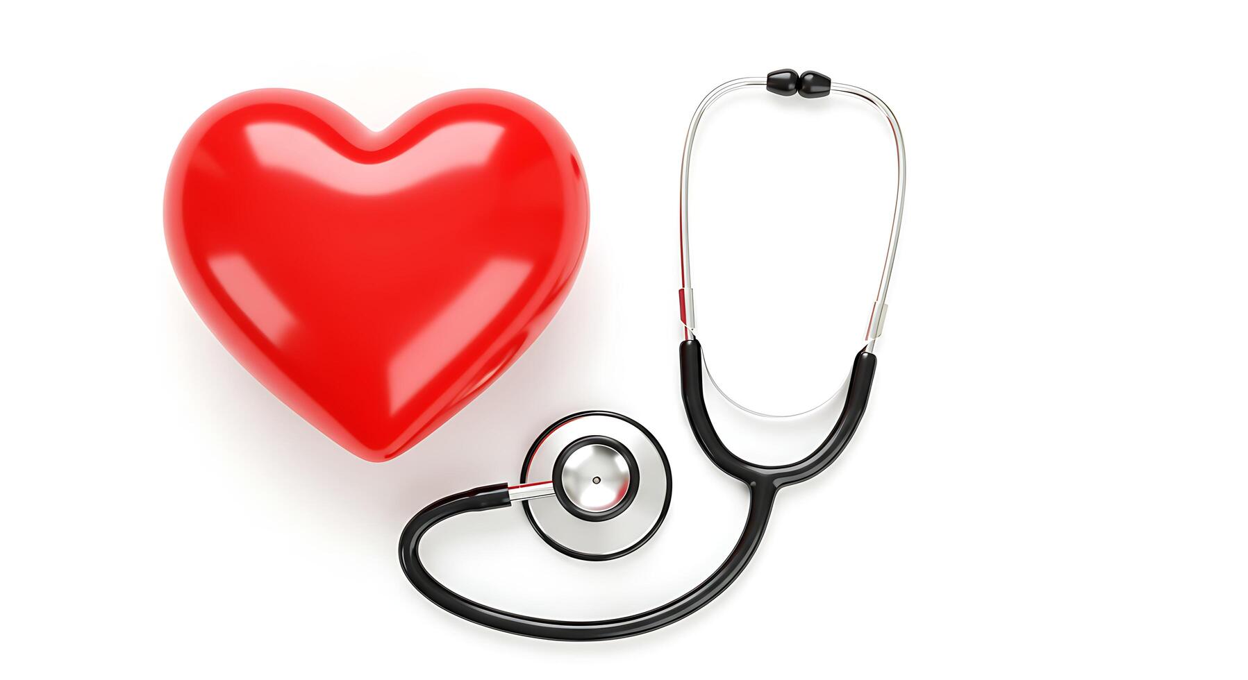 Checking Heart Health Red Heart with Stethoscope on White Background photo