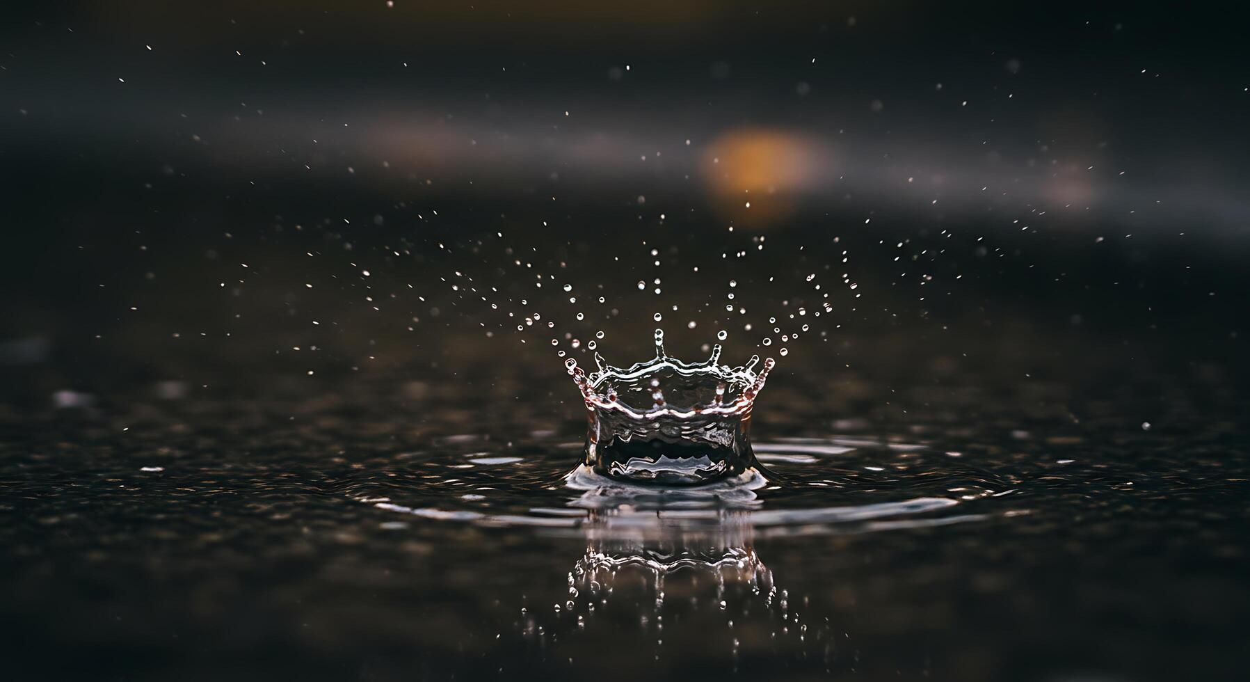 Water Droplet Impact Creating a Crown Shape with Reflections photo