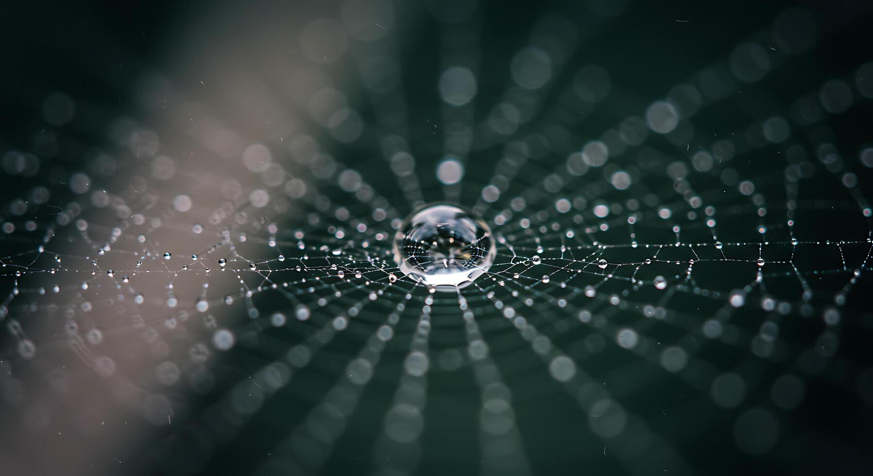 Water Drop on Spiderweb Detailed Close-up Shows Delicate Beauty photo