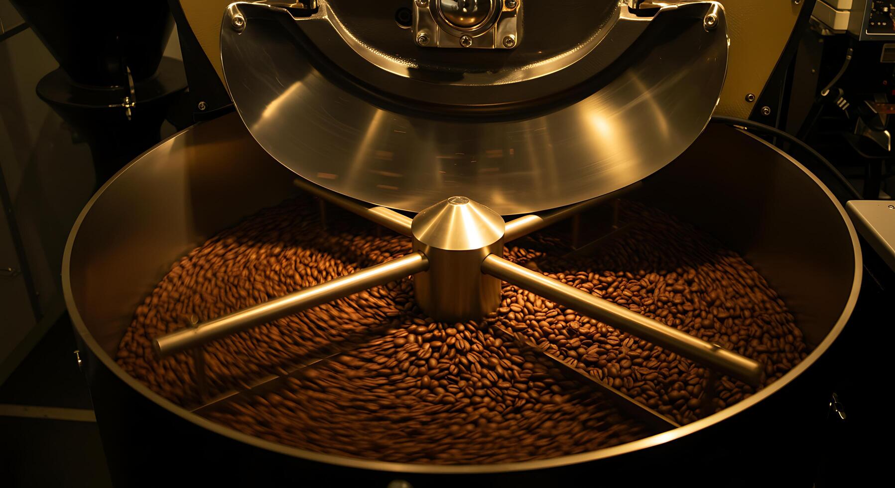 Coffee Bean Roasting Process Inside a Large Metal Roasting Machine photo
