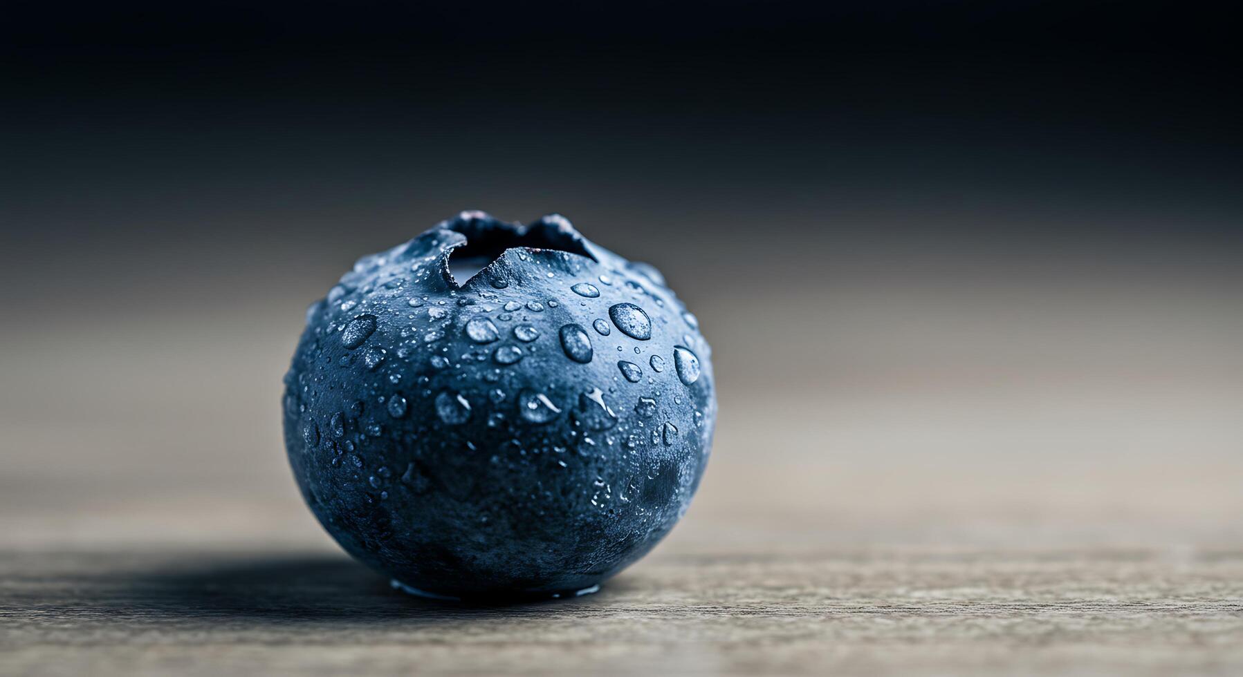 Fresh Blueberry with Water Droplets on a Wooden Surface Close-up photo