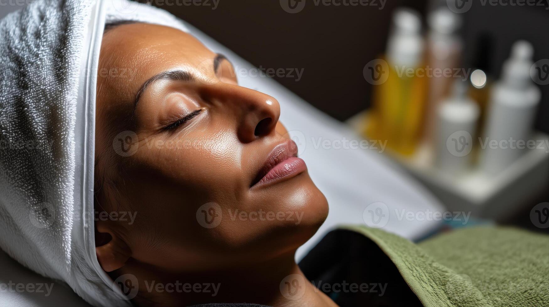A woman getting a facial treatment photo