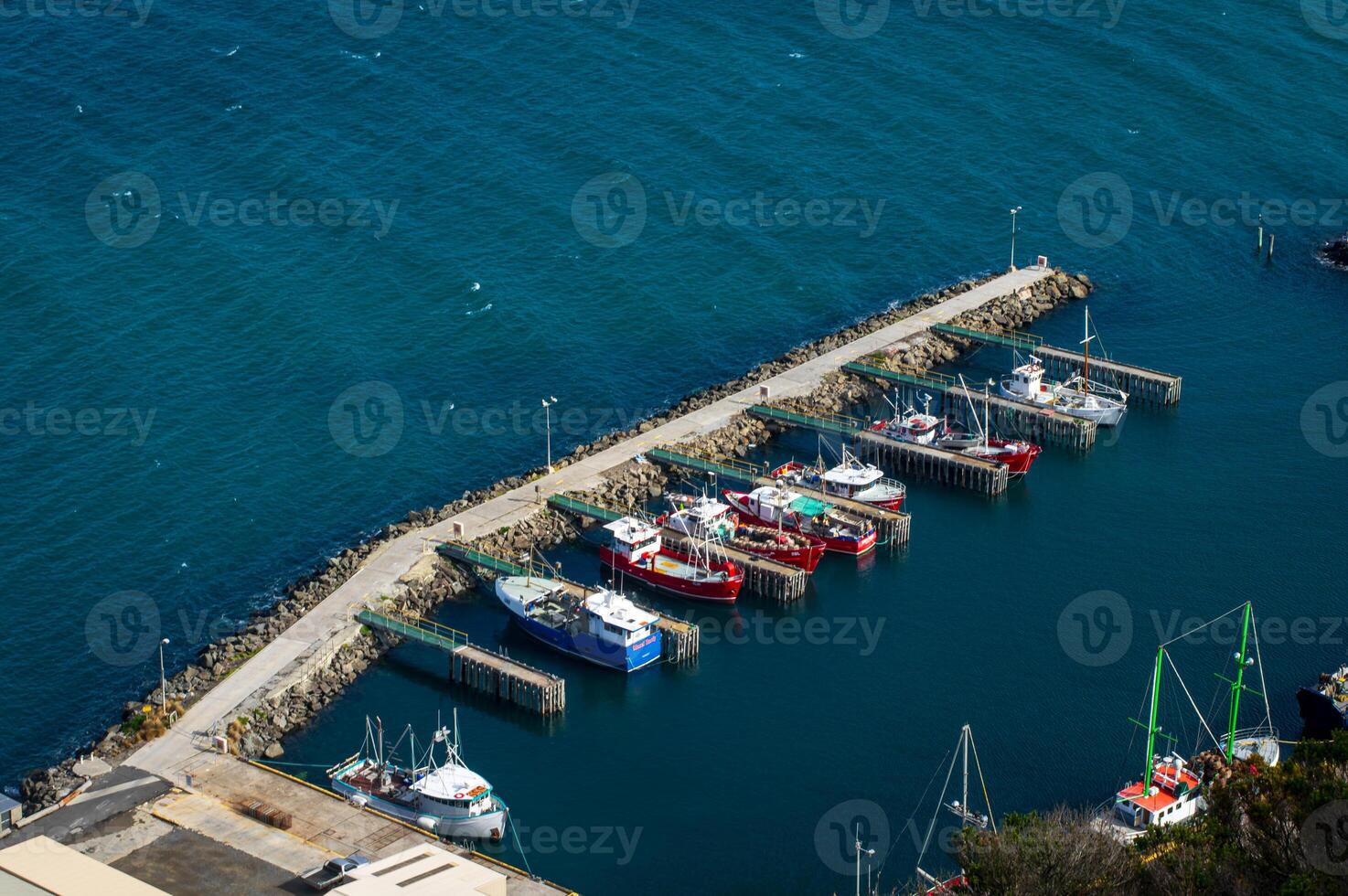 Boats docked in harbour photo