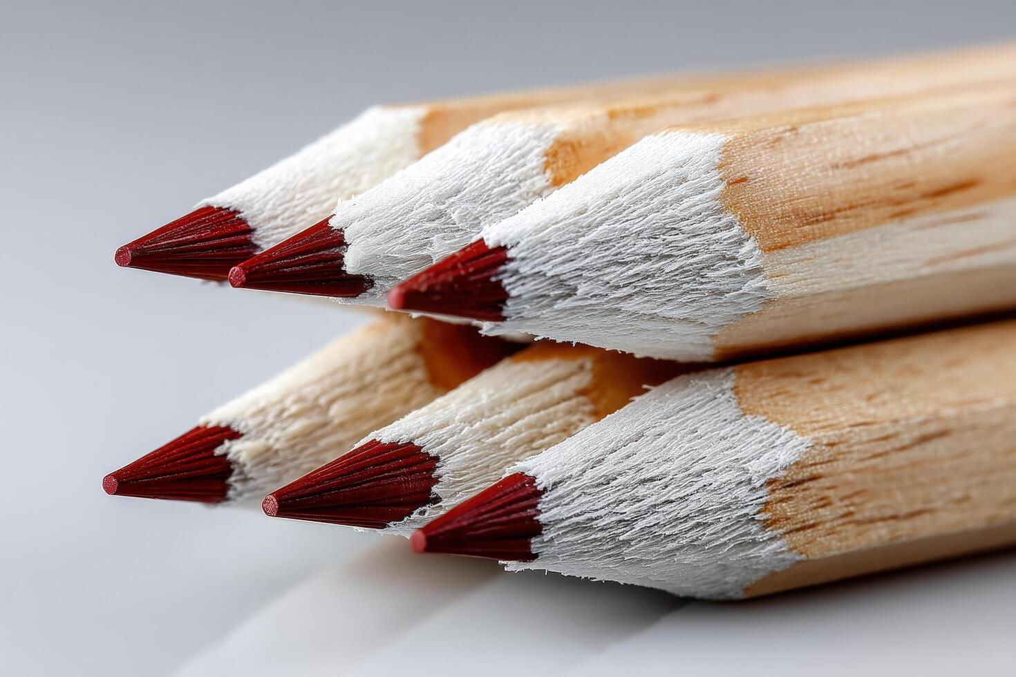 Wooden pencils with sharp tips aligned neatly for artistic projects and writing tasks photo