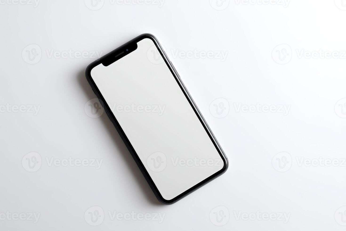 Blank smartphone resting on a clean surface showcasing its sleek design and user interface photo