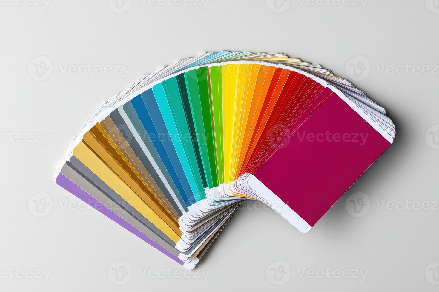 Color swatches arranged in a fan layout showcasing various shades and tones photo