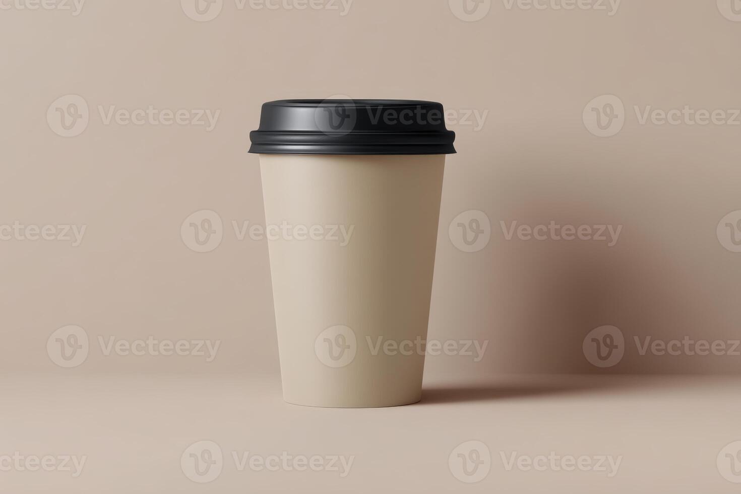 Warm cup resting on a neutral background at a cozy coffee shop setting photo