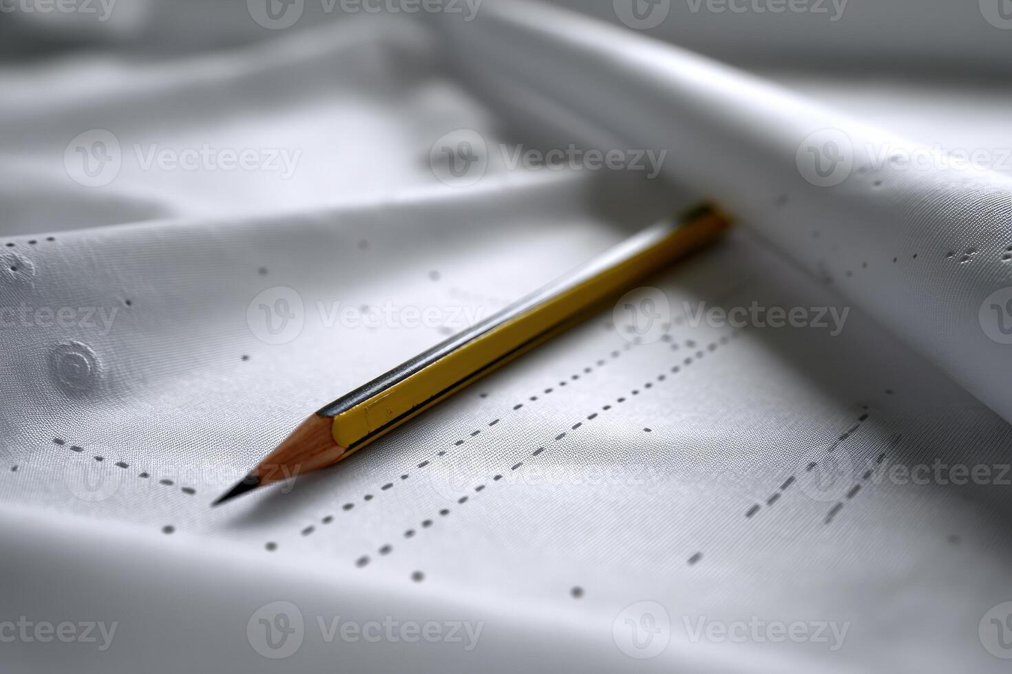 Precision pattern paper with ruler and pencil for creating garments in a sewing workshop photo