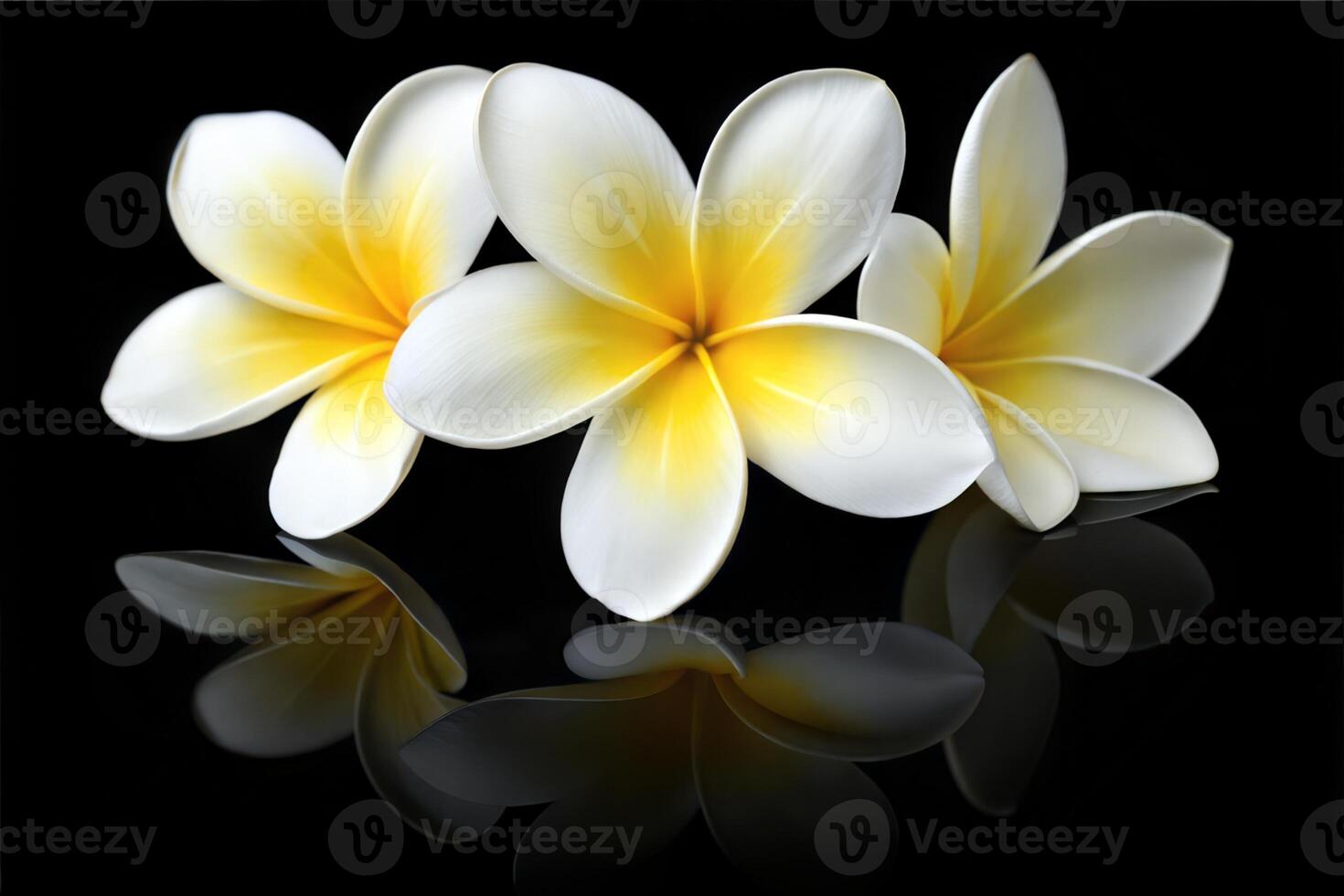 Centered Plumeria with Yellow Base and White Petals Digital Art photo