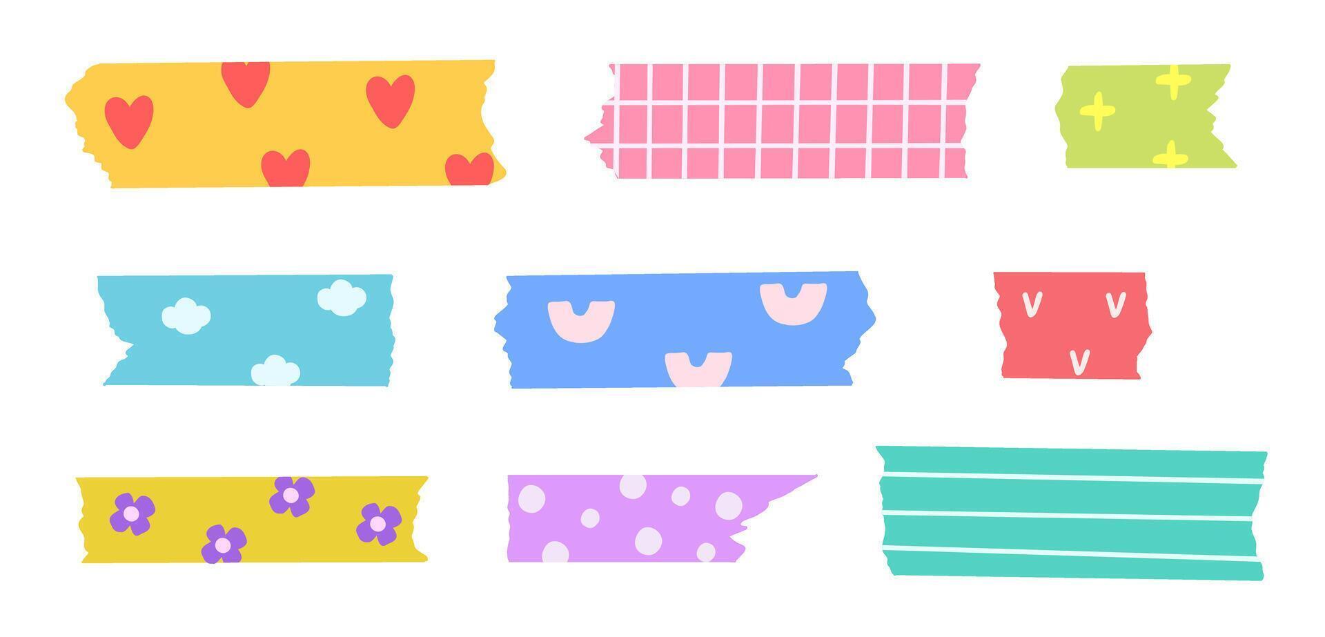 Washi paper tape or scotch with cute pattern for scrapbook vector