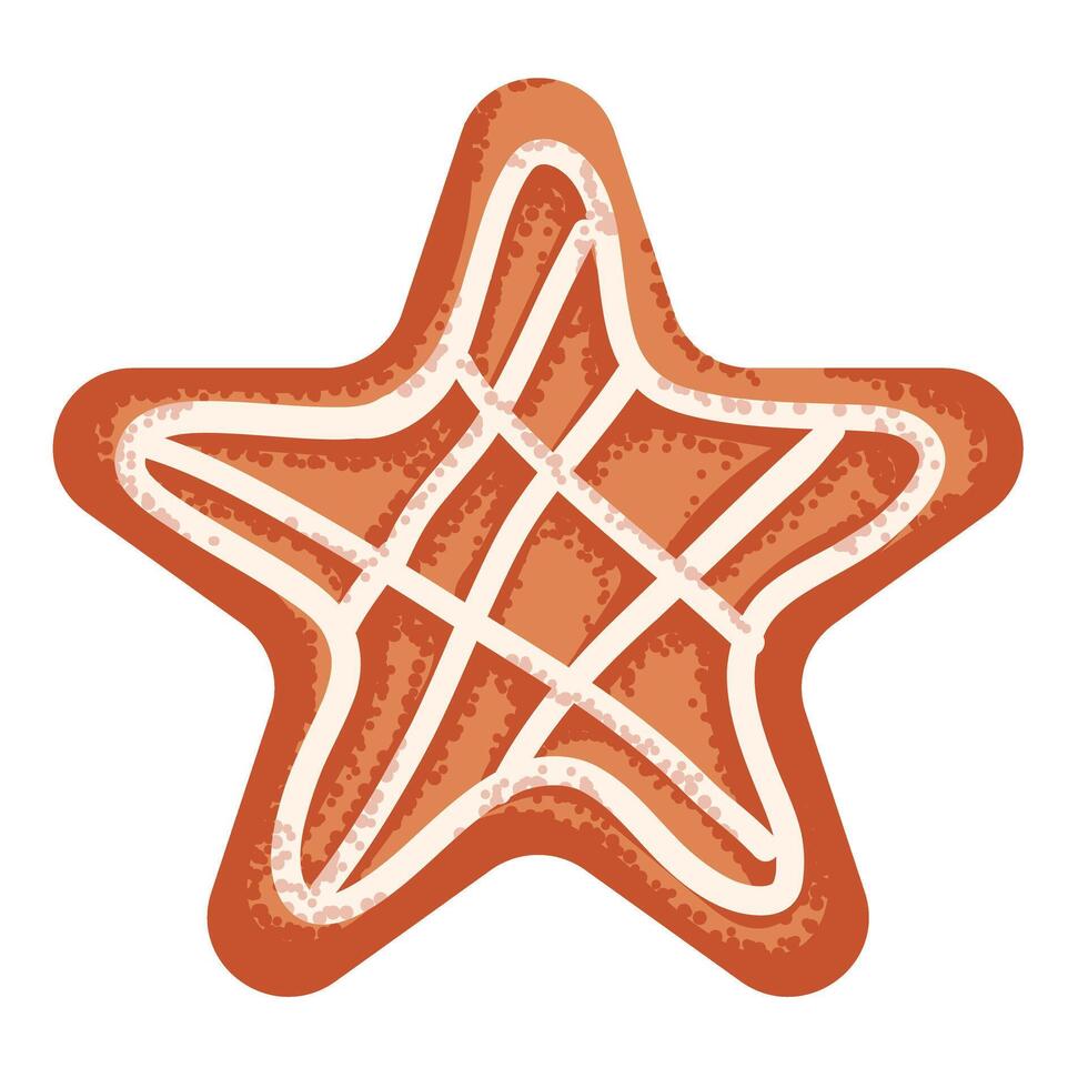 Christmas gingerbread cookie in shape of star with trendy noise texture vector