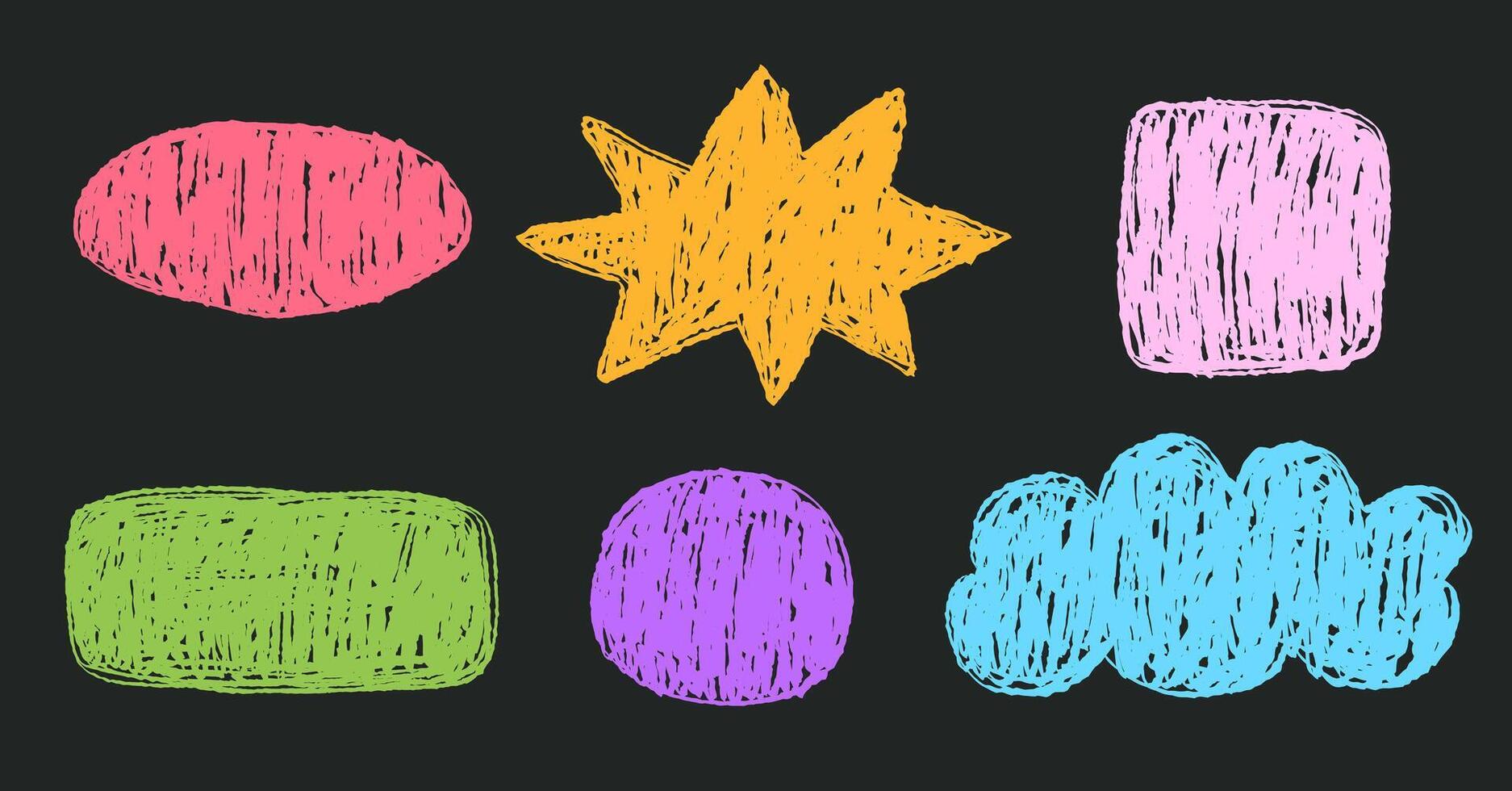 Set of speech bubble drawn with crayon or wax texture on dark chalkboard vector