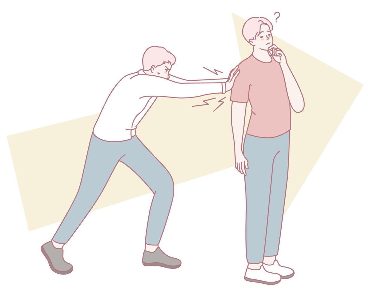 Two individuals are engaging in a mysterious and intriguing interaction that captivates attention vector