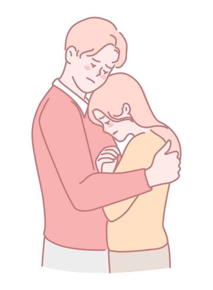 The Warm Embrace of Love and Emotional Support in a Beautiful Tender Moment Together vector