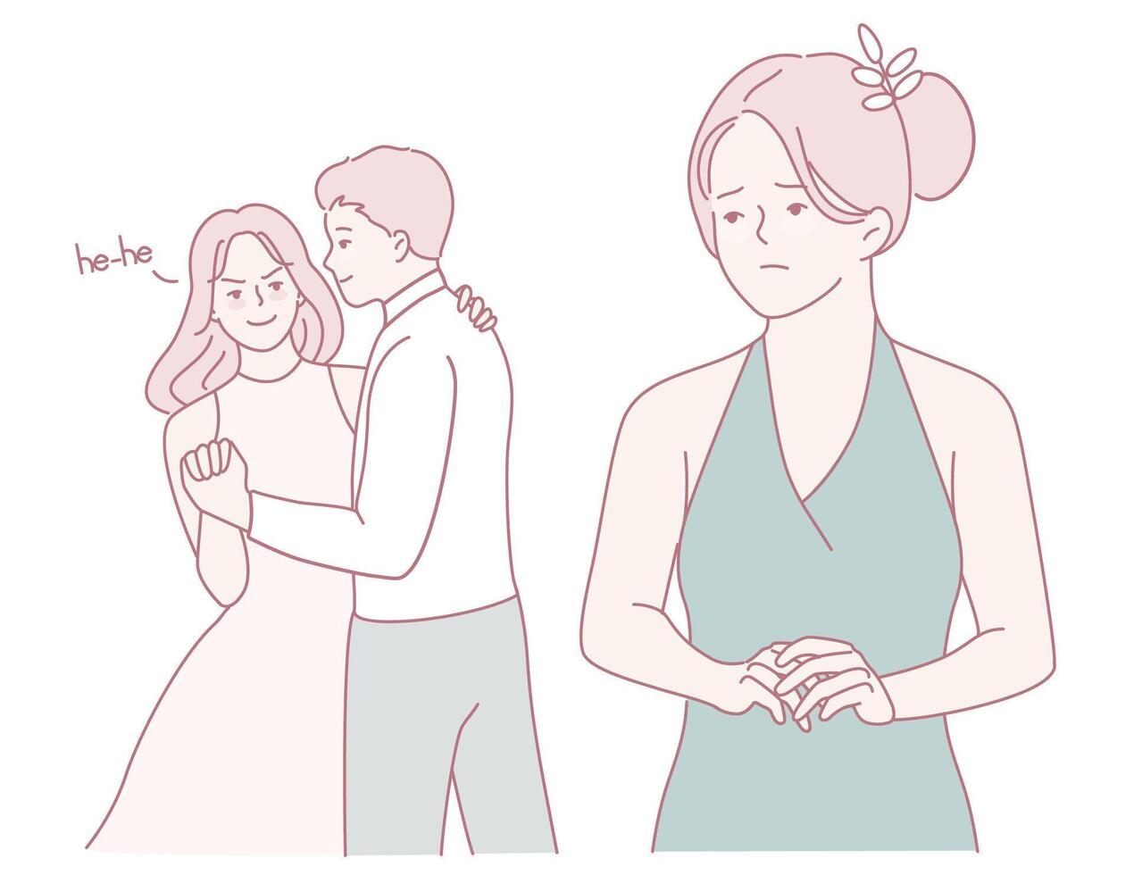 Explore the depths of unrequited love and the accompanying heartbreak experienced at a social event vector