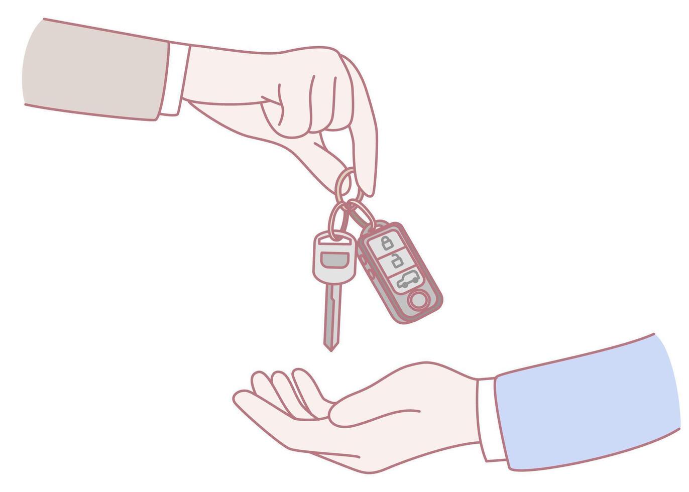 The Process of Key Transfer between Two Hands in a Transactional Scenario or Agreement vector