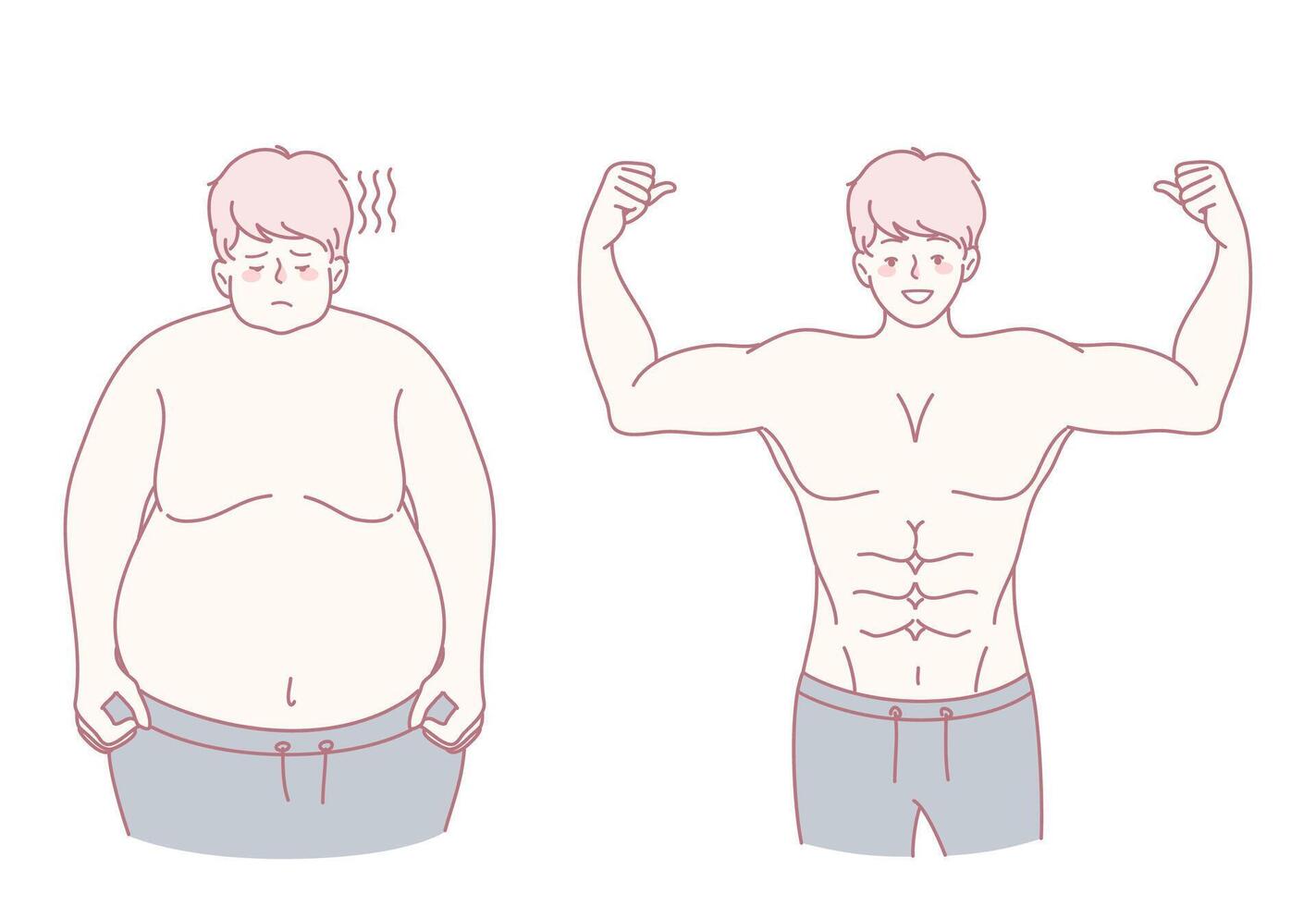Embarking on a Transformation Journey Witness the dramatic changes Before and After Fitness vector