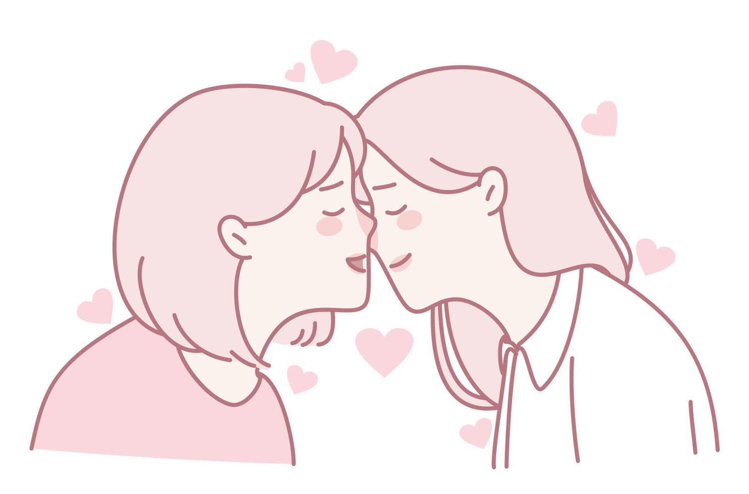 A Beautifully Romantic Embrace of Two Girls Who Share a Sweet and Joyful Moment Together vector