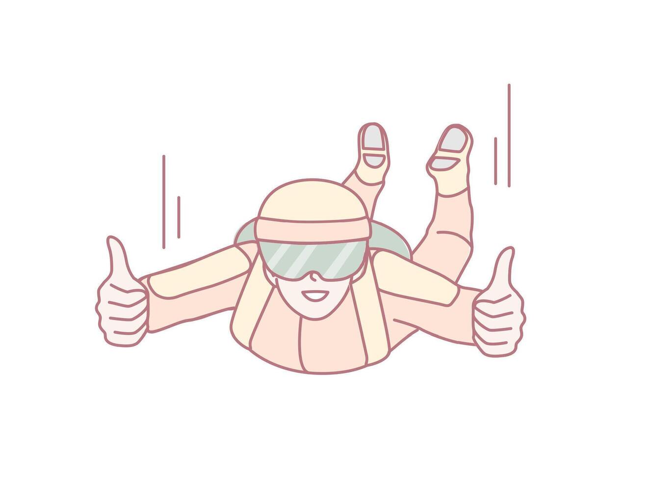 An Exciting Skydiver Freefalling with Thumbs Up, Celebrating the Thrill of Adventure in the Air vector