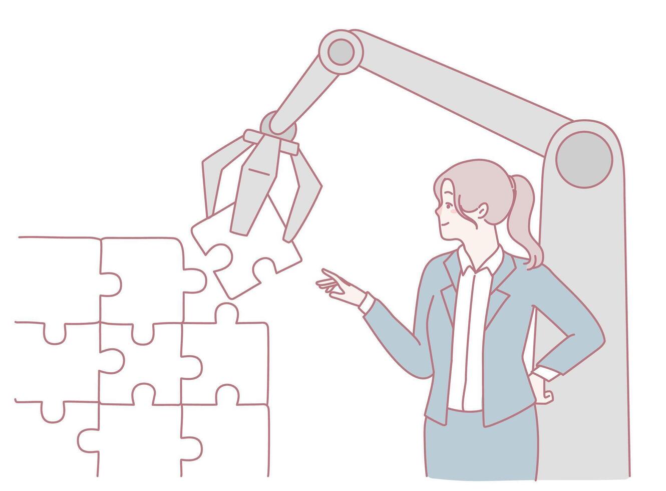 Robotic Automation and the Essential Role of Business Collaboration in Industry Progress vector