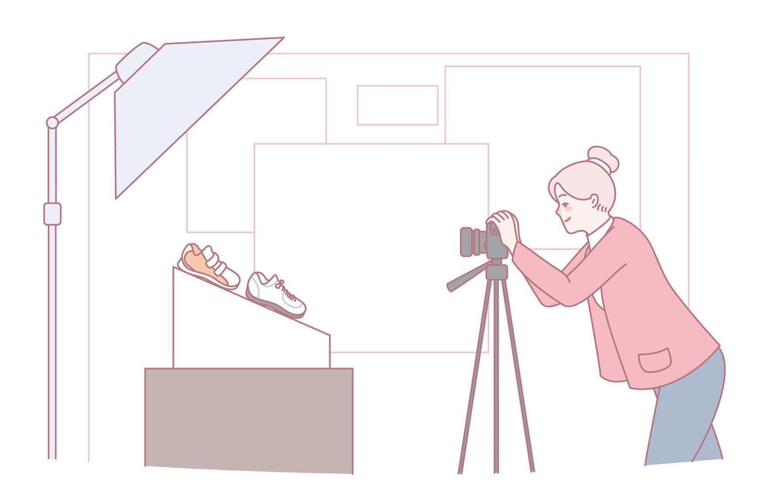 A professional shoe photography setup designed for use in a wellequipped studio setting vector