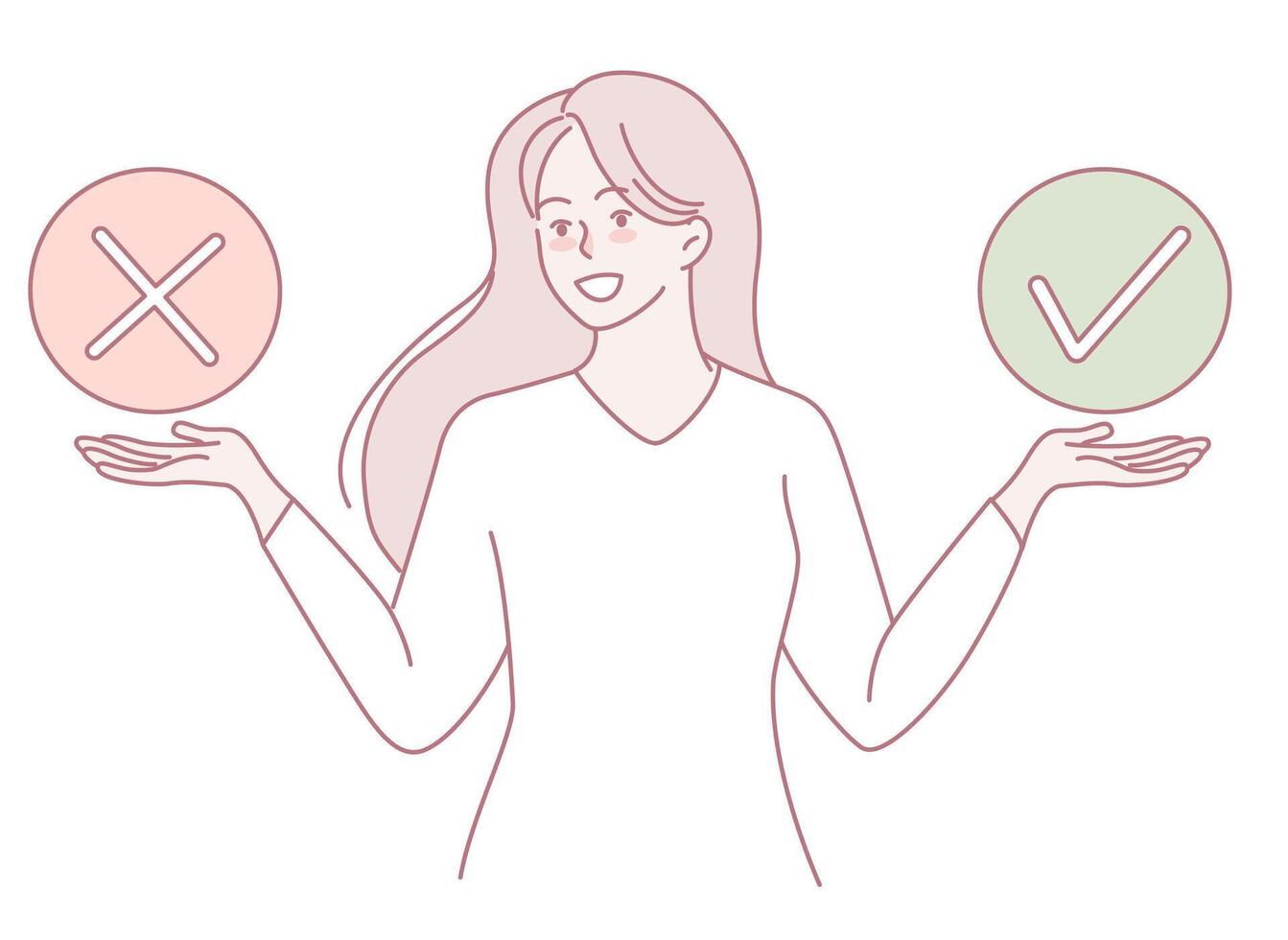 The Process of Decision Making Weighing the Options with Affirmative and Negative Choices vector