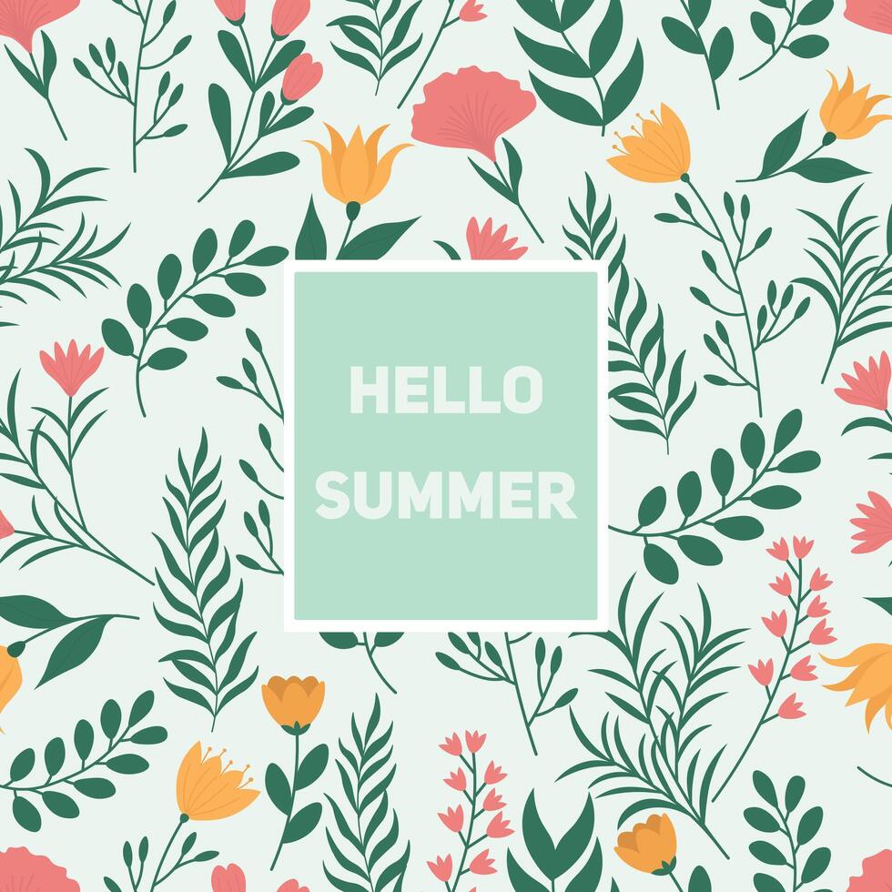 Floral summer background with blooming flowers vector