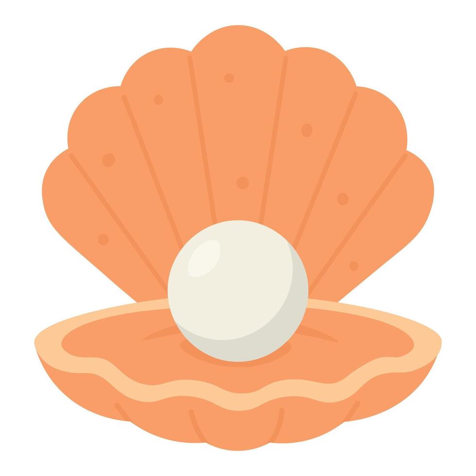 Cute Cartoon Seashell with White Pearl vector