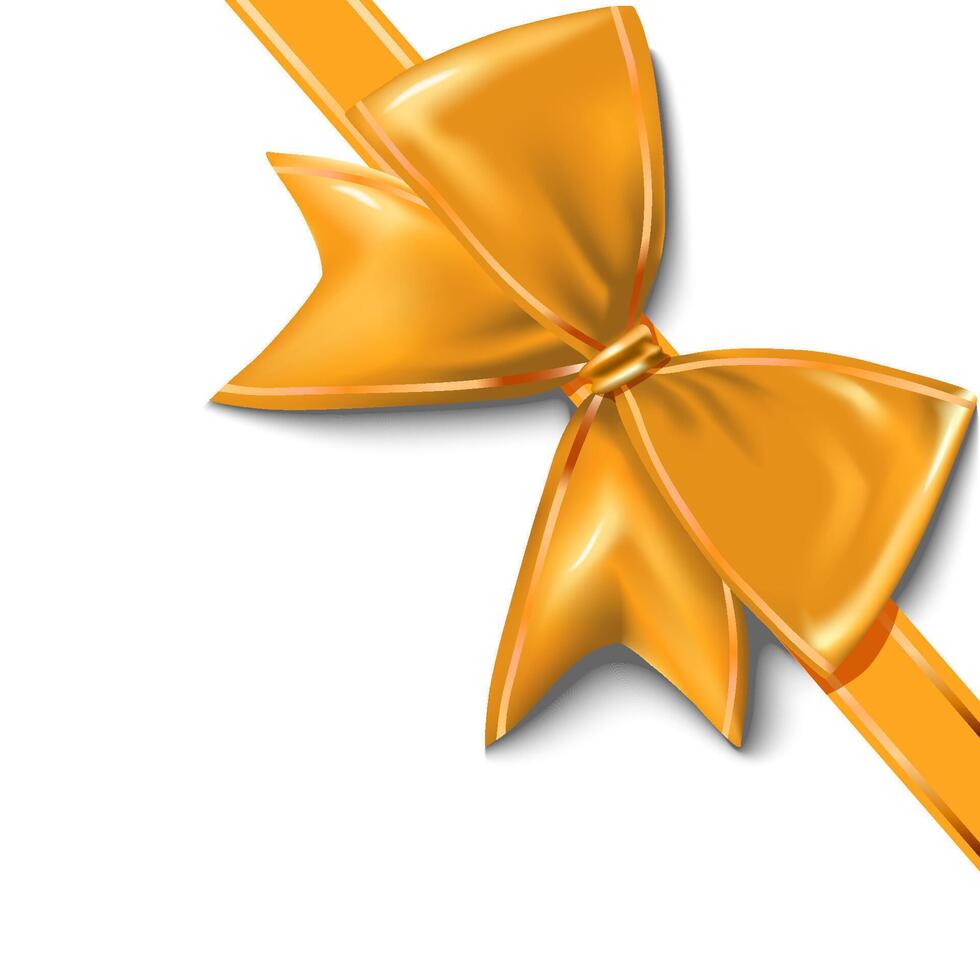 Shiny gold satin ribbon on white back vector