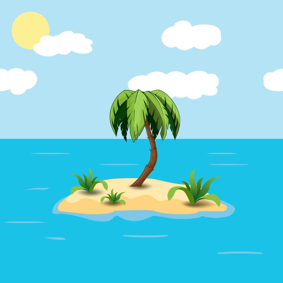 Ill of a tropcial island on sky back vector