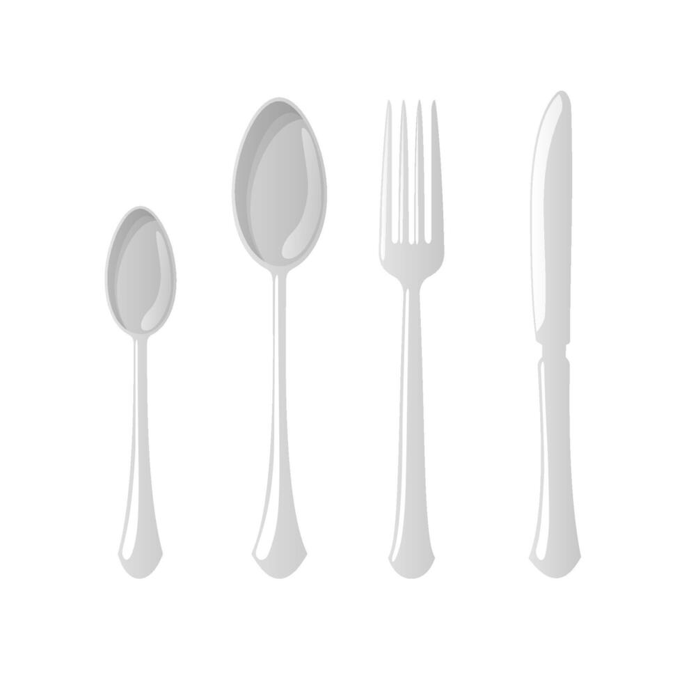 Cutlery flat style spoon knife, fork vector