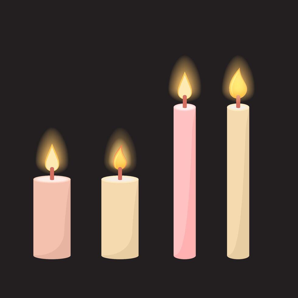 candle flame set Cartoon on the dark vector